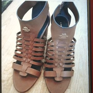 Coach brown leather gladiator sandals